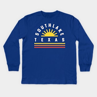 Southlake Texas Retro Vintage Stripes Sunset Kids Long Sleeve T-Shirt